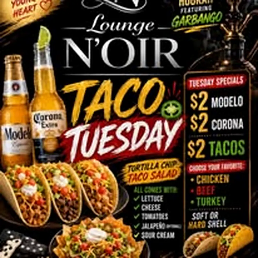 Taco Tuesday + Bike Night at Lounge N'OIR Dayton — Tuesday night, $2 Tacos · $2 Modelo